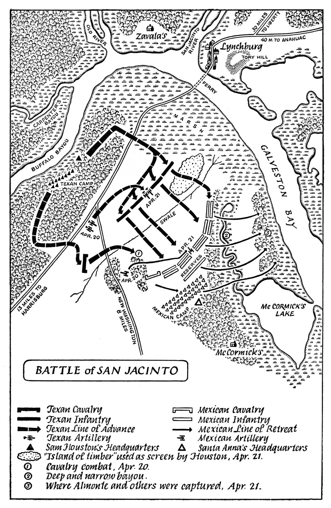 map of Battle of San Jacinto