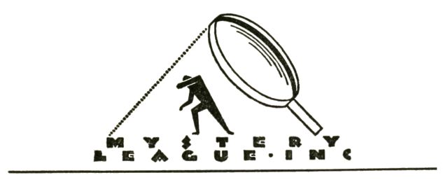 Mystery League Inc. logo showing a man crouching under a giant magnifying glass