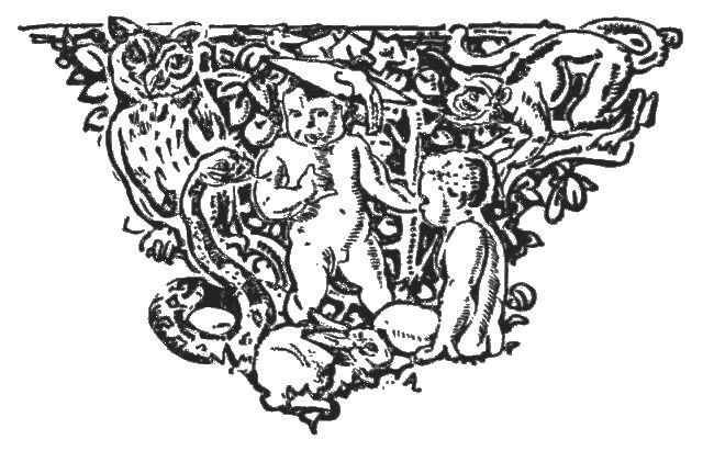 The illustration has multiple images. In the middle is a small child wearing a mortarboard. On the right foreground is a seated child. In the bottom of the illustration is a rabbit. On the left are an owl and a snake. On the upper right is a monkey.