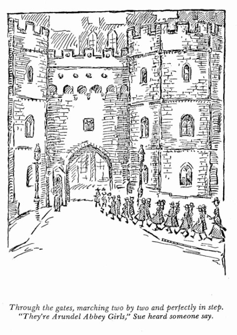 Girls walking in a line