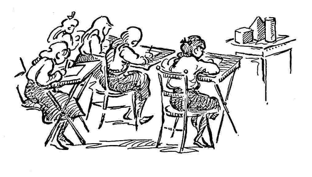 Girls studying in a classroom