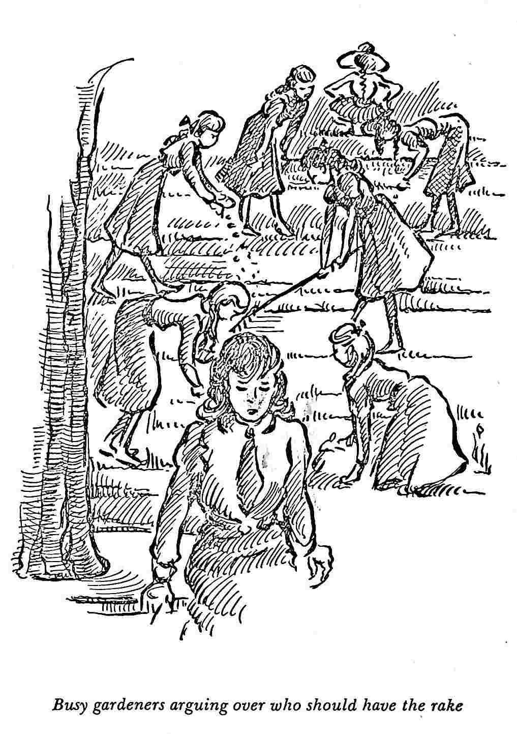 Girls working in a garden