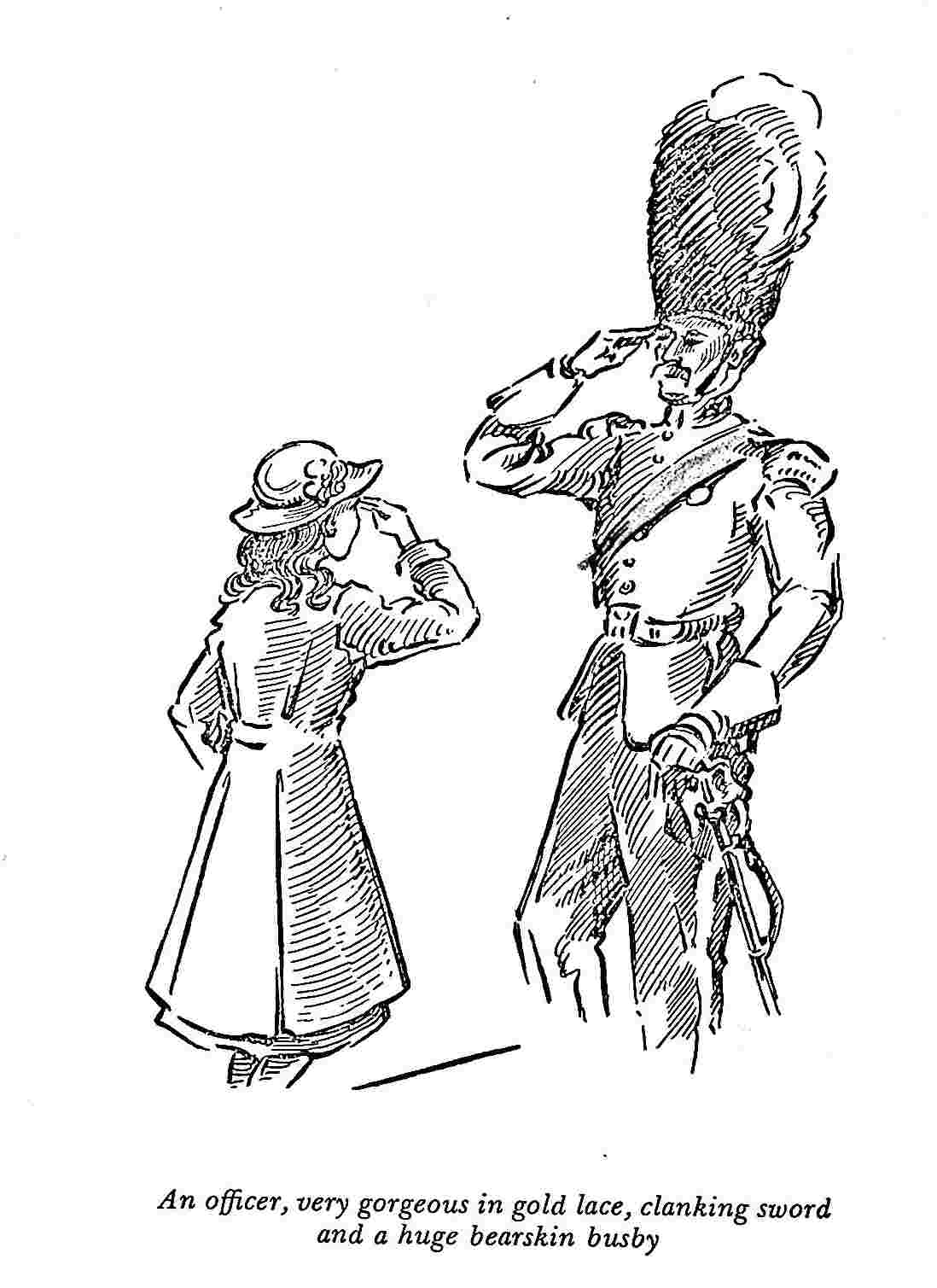 Susannah salutes a soldier