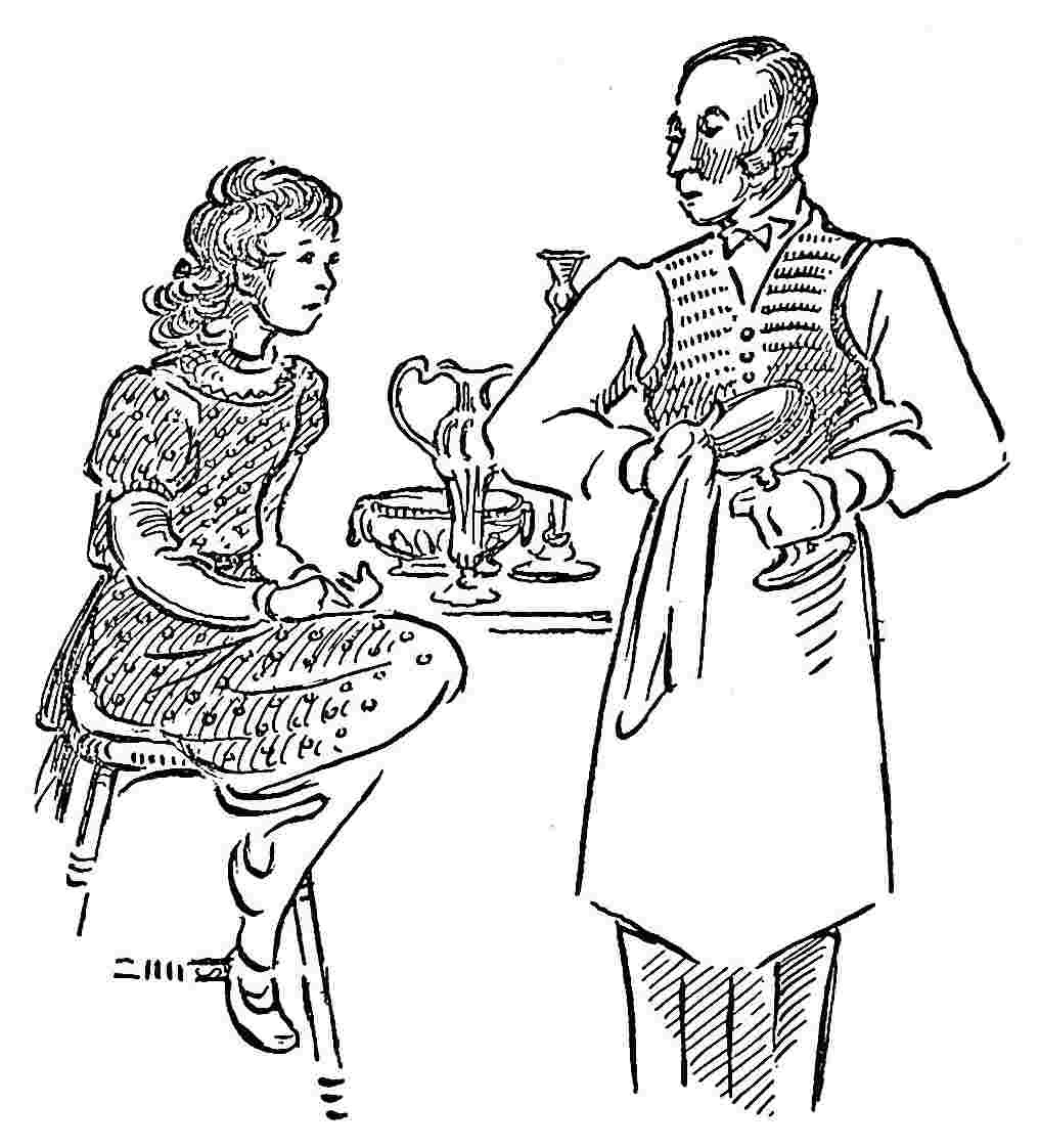 Susannah talks to waiter