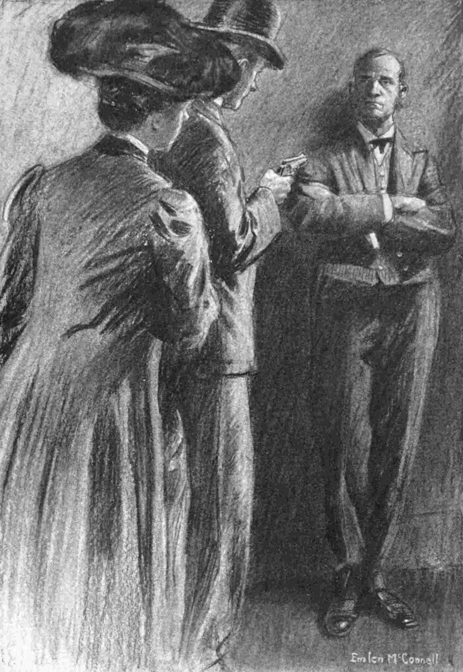 Standing man confronts man with gun