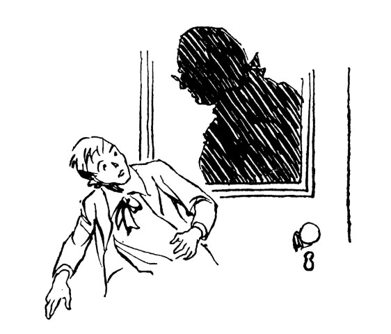 Young boy startled by shadow