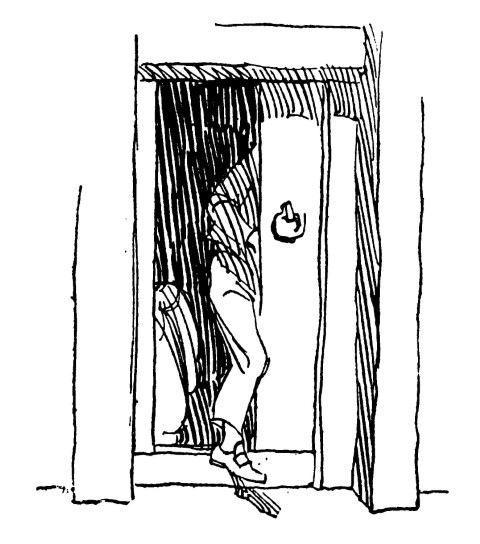 Man stepping into door