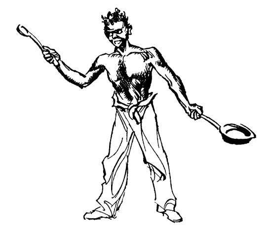 Cook with kitchen utensils