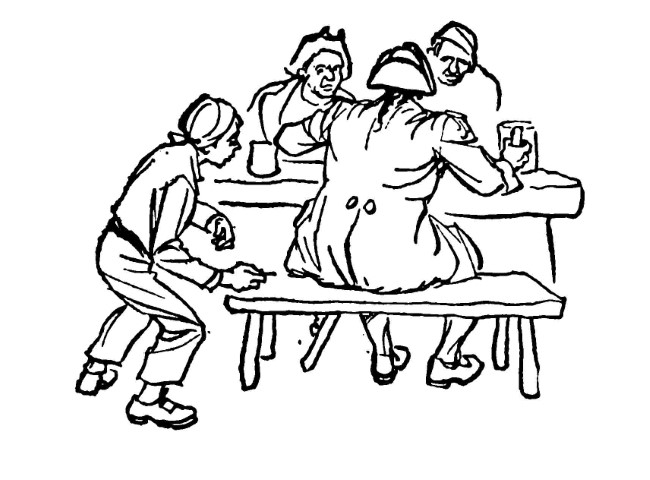Men drinking at table