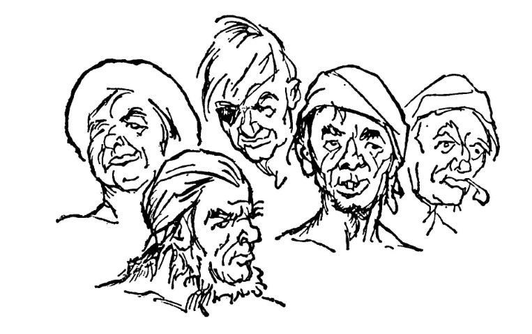 Five rough looking men