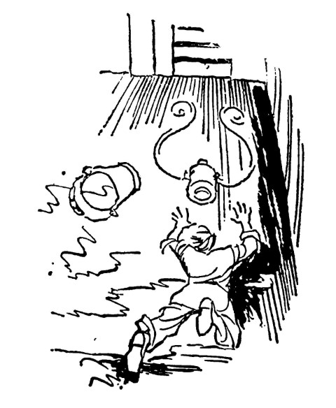 Young boy trips and falls on deck