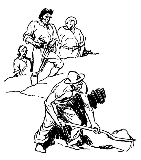 Man digs while others watch