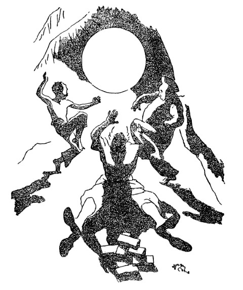 Three men dance with joy at finding gold