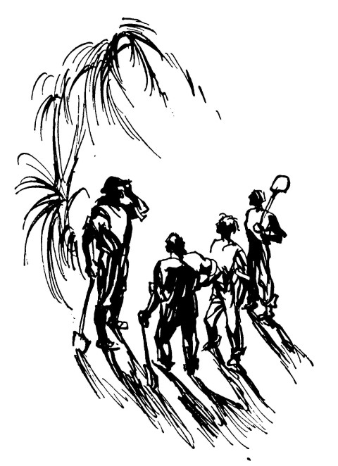 Four men with shovels