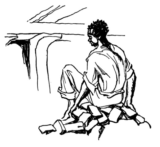 Young boy sitting on a pile of gold bars