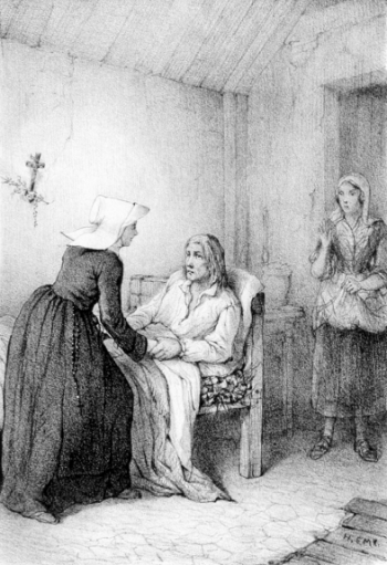 Un homme alite parle a une religieuse a son chevet