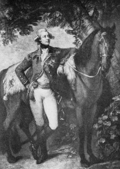 King George standing beside his horse