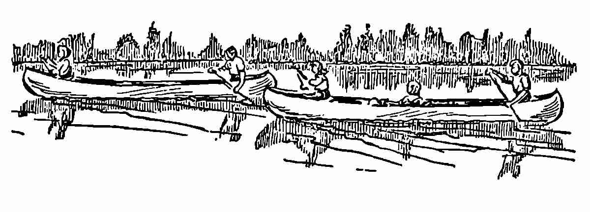 Two canoes paddling