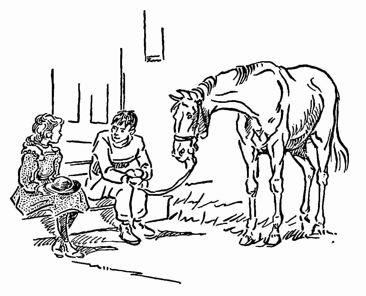 Boy and girl with a horse