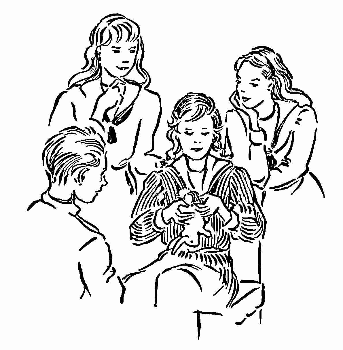 Kids investigating stuffed toy