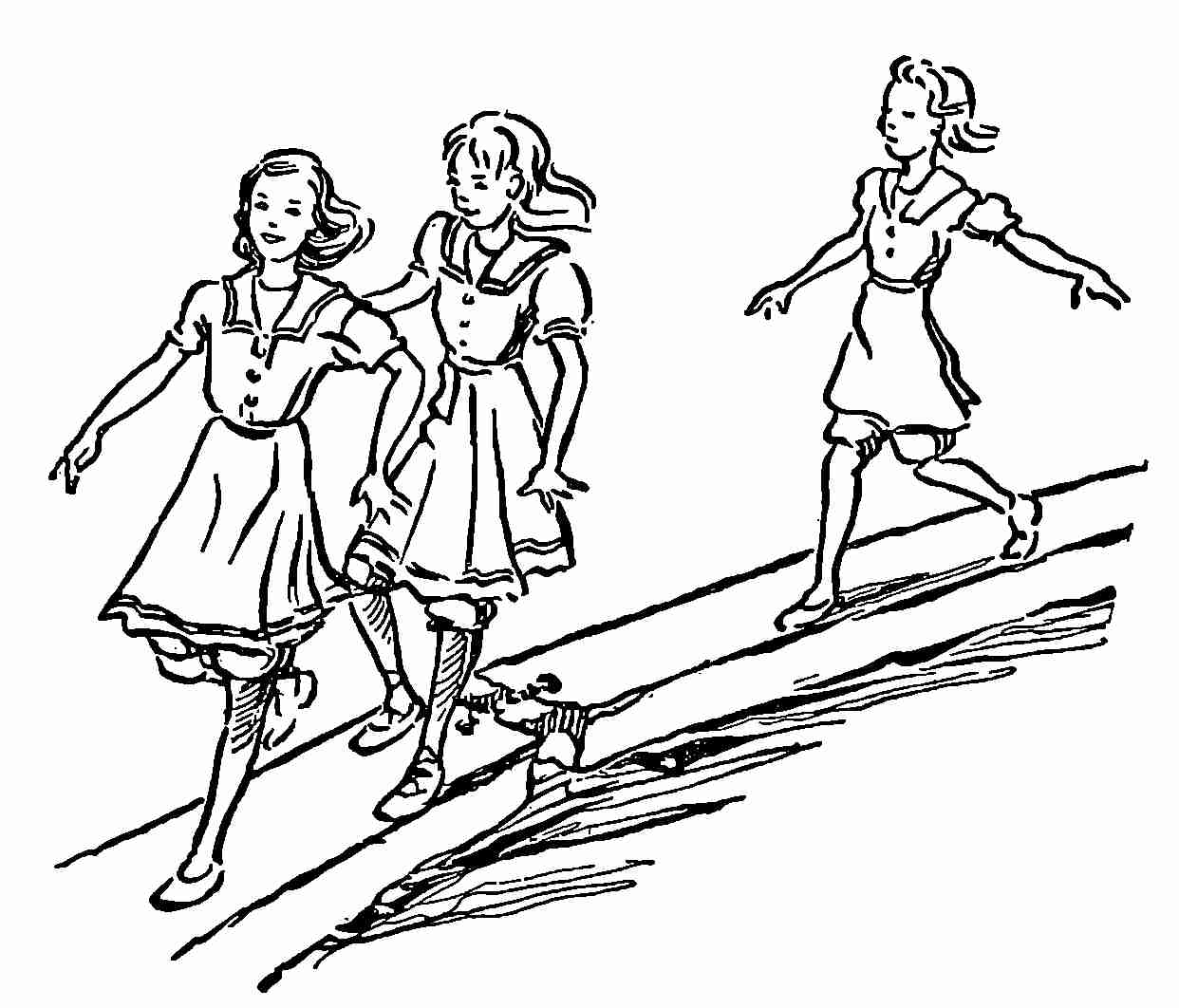 Girls on a log-boom