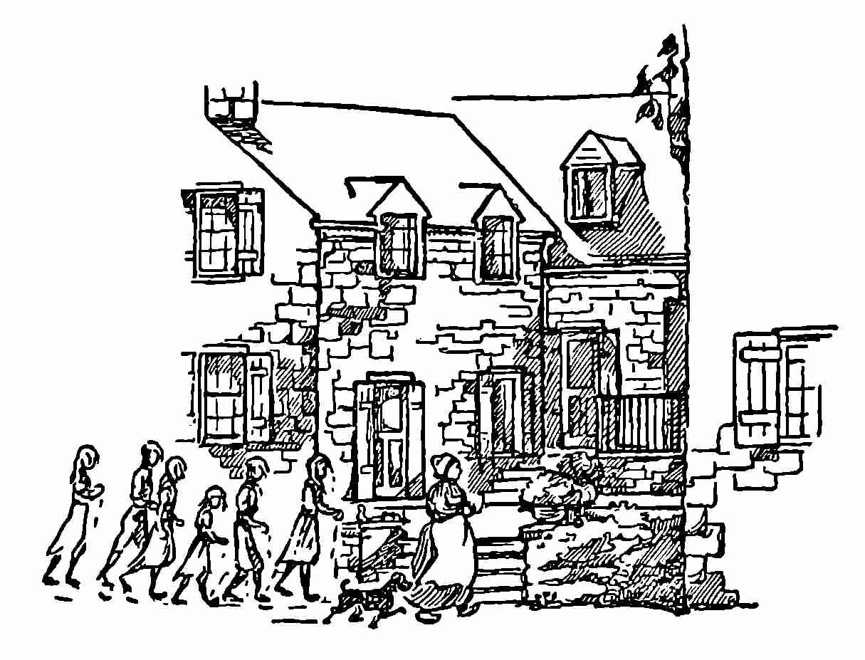 Wet children marching in town