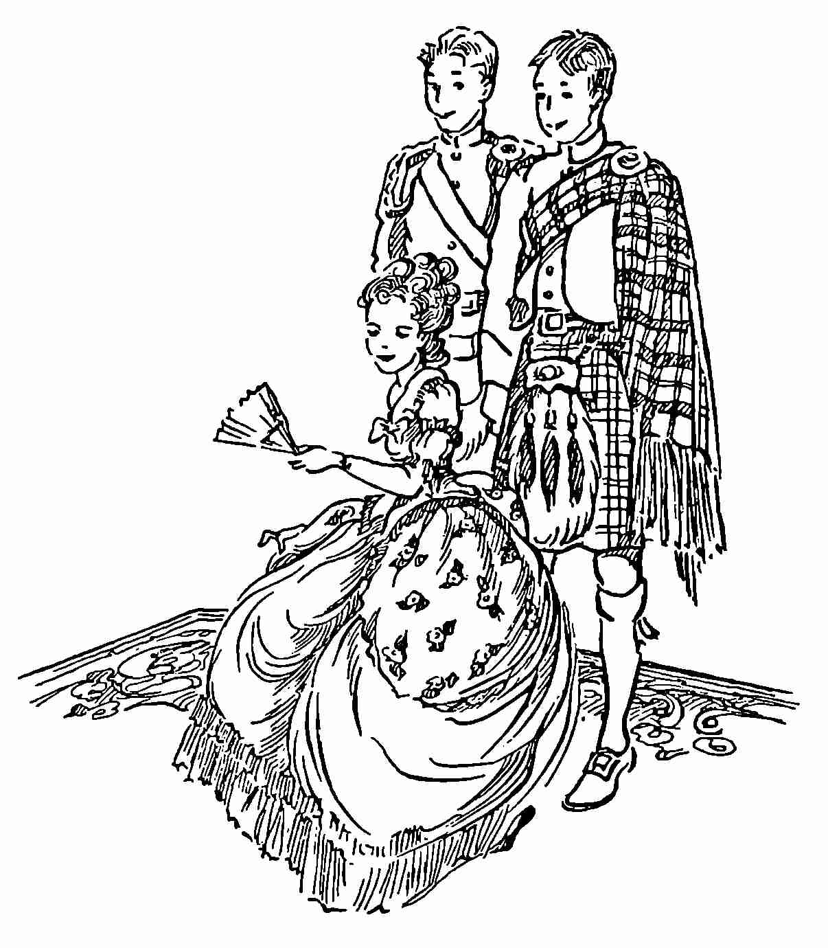 Scottish kilts and fancy gown