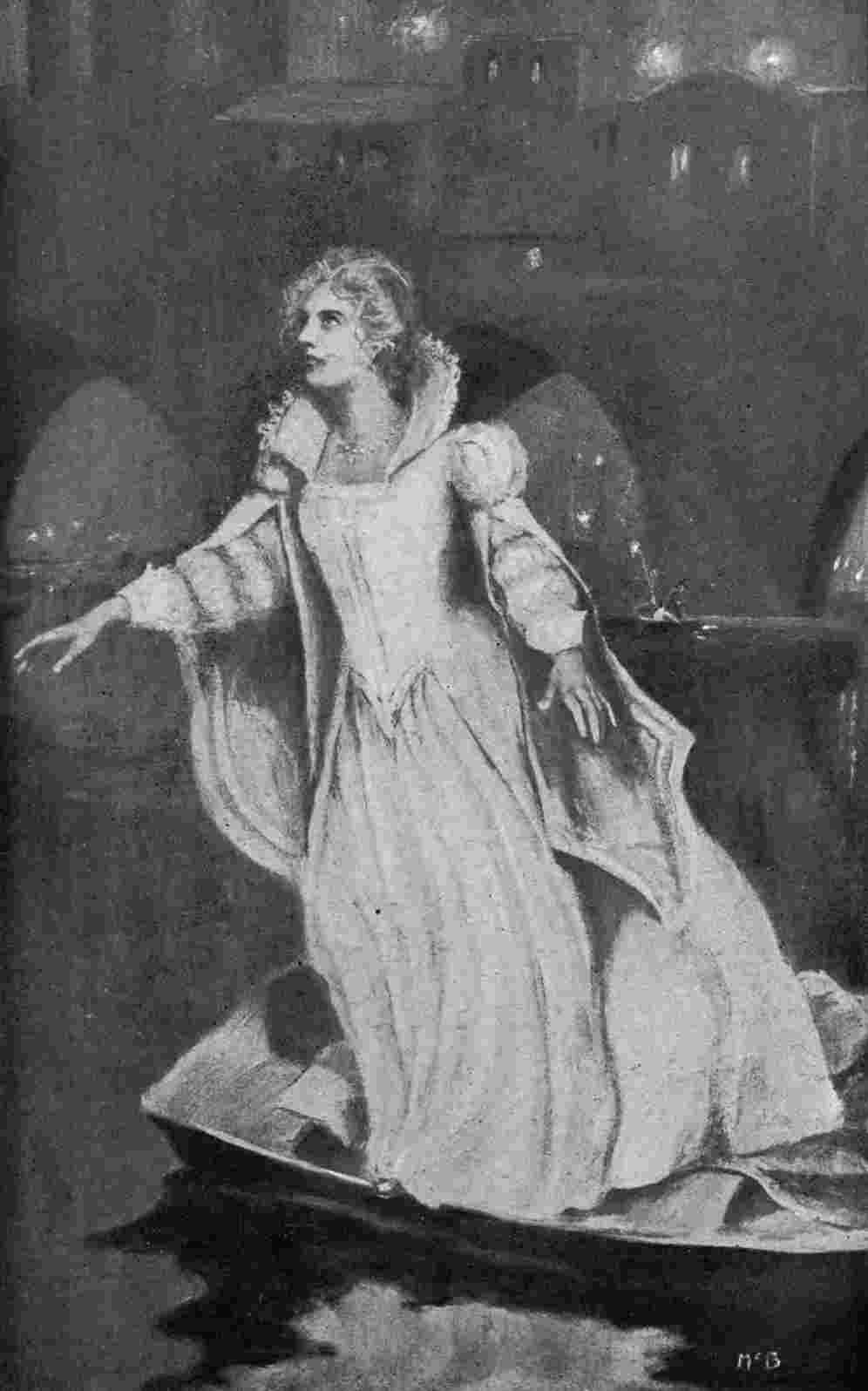 Woman standing in rowboat