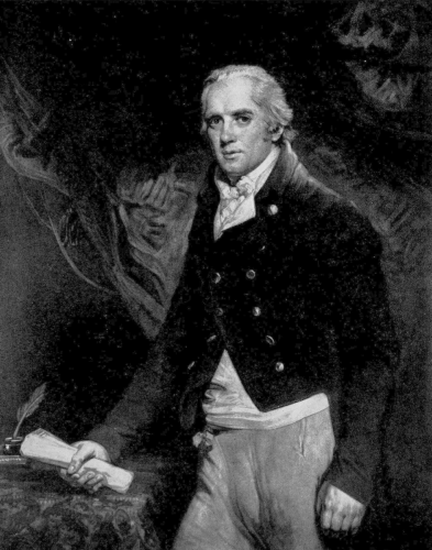 portrait of Henry Thornton standing and holding rolled papers in right hand
