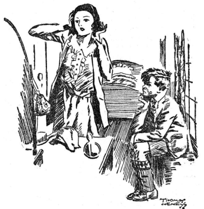 William seated with chin in hand in his sister’s bedroom watching her try on a hat