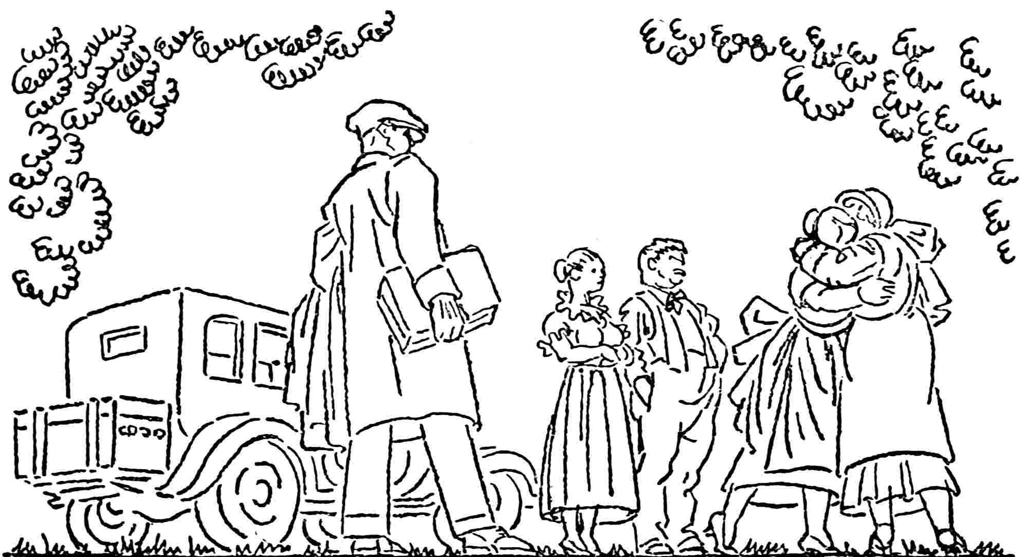 Family saying good-bye to a daughter