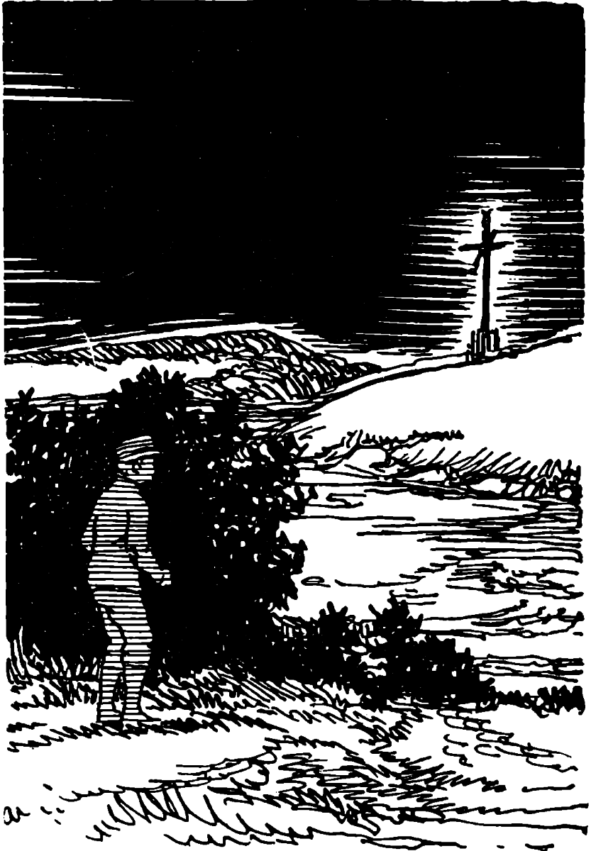 boy looking at cross on hill