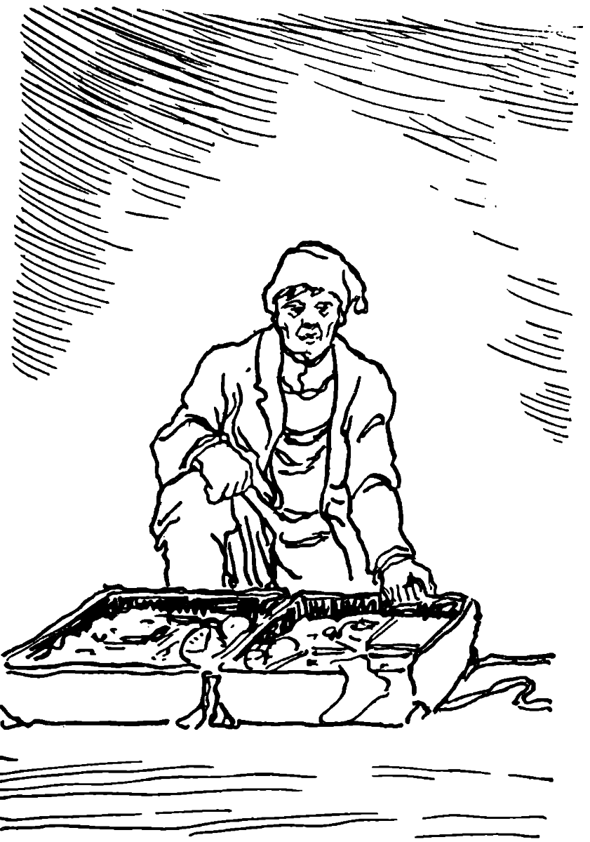 man wearing cap squatting over an open suitcase