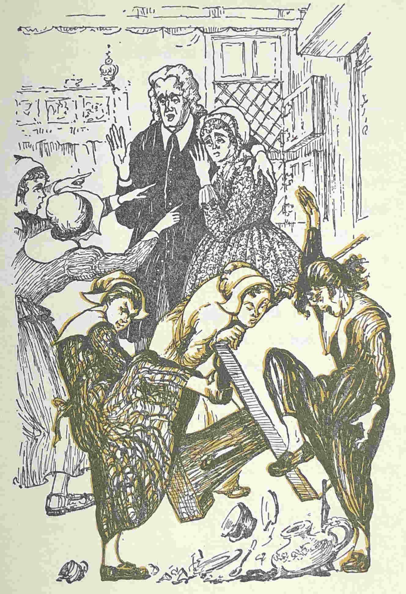 Group smashing dishes