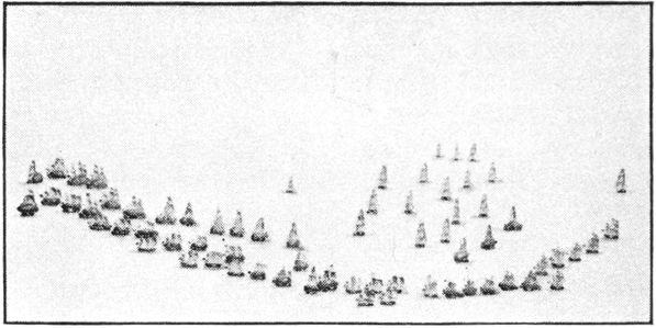 two groups of ships facing one another