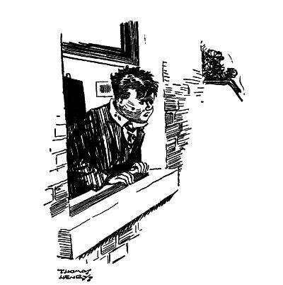 William looking out of an upper floor window