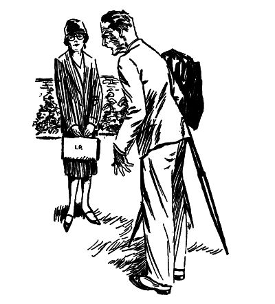 man with camera looking angry and distraught while Miss Perkins looks stonily bored