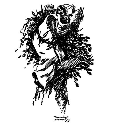 William in a tree dressed as an Arab