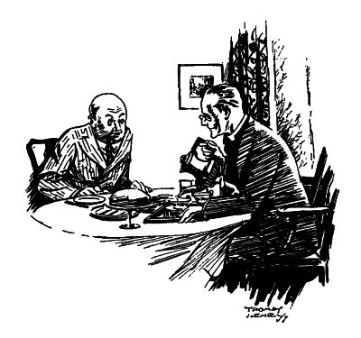 2 men sitting at a table while one pours from a teapot