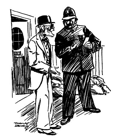 policeman talking to an old man with a beard and wearing a hat and glasses