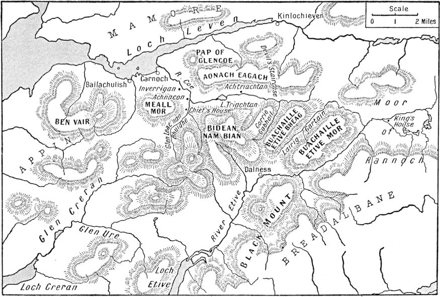 Map showing rugged terrain.