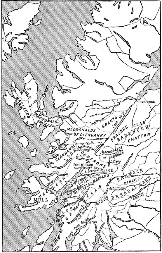 Map of the western part of Scotland