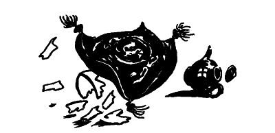 cushion and broken china