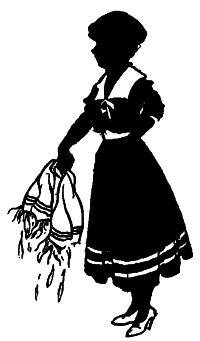 lady in a dress holding a dripping towel