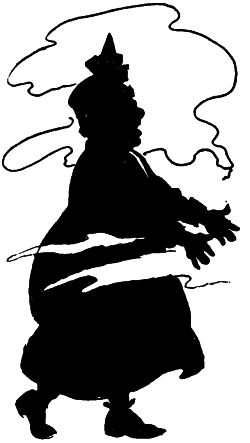 Mrs. Bloggs walking in clouds of smoke