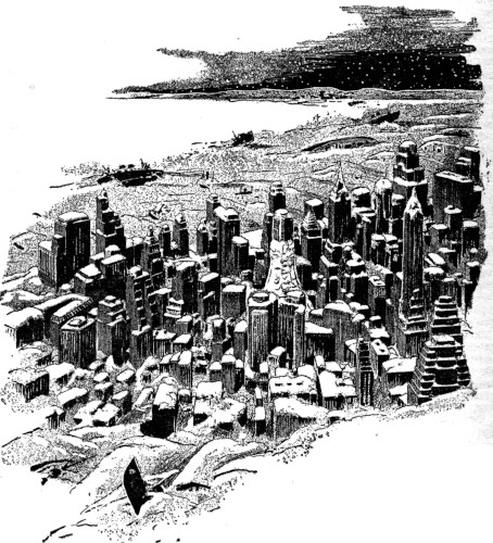 Like frozen headstones the great buildings stood