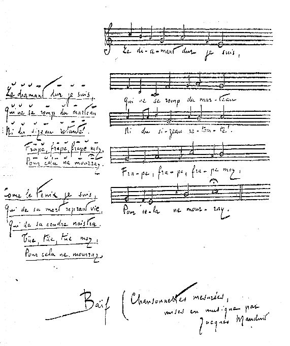 Handwritten musical score with lyrics