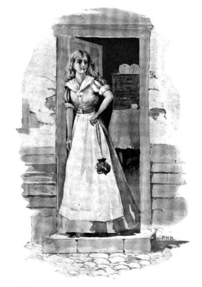 girl with long hair standing in doorway