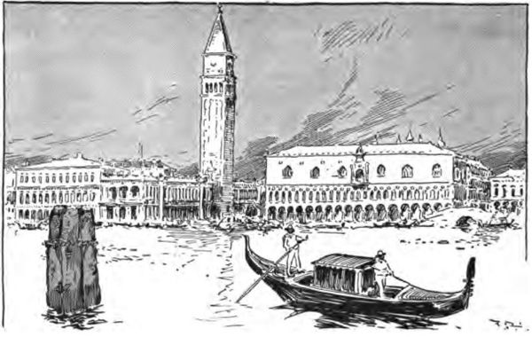 a gondola being poled along a Venetian waterway