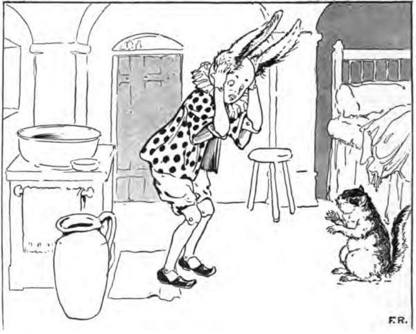 a puppet with large rabbit ears converses with a small furry animal